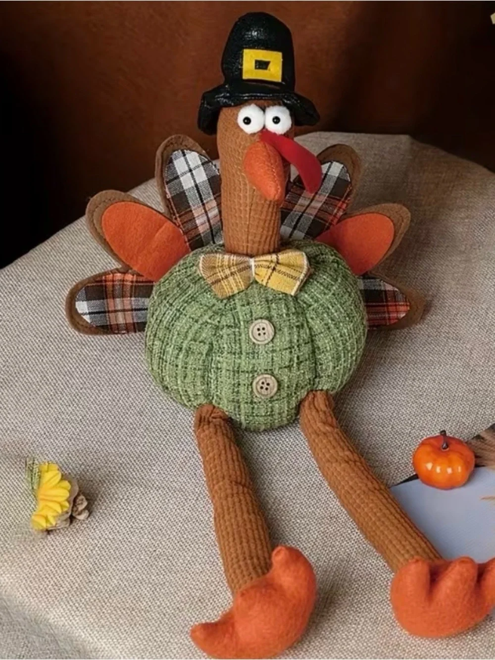 NWT Green and Orange Fall Plush Thanksgiving Turkey Pair